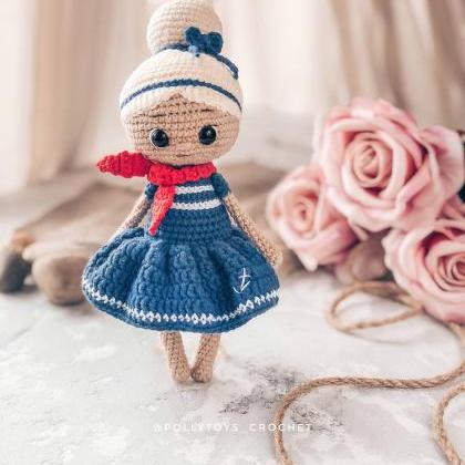 Crochet Pattern Sailor Girl Betty Amigurumi Doll..